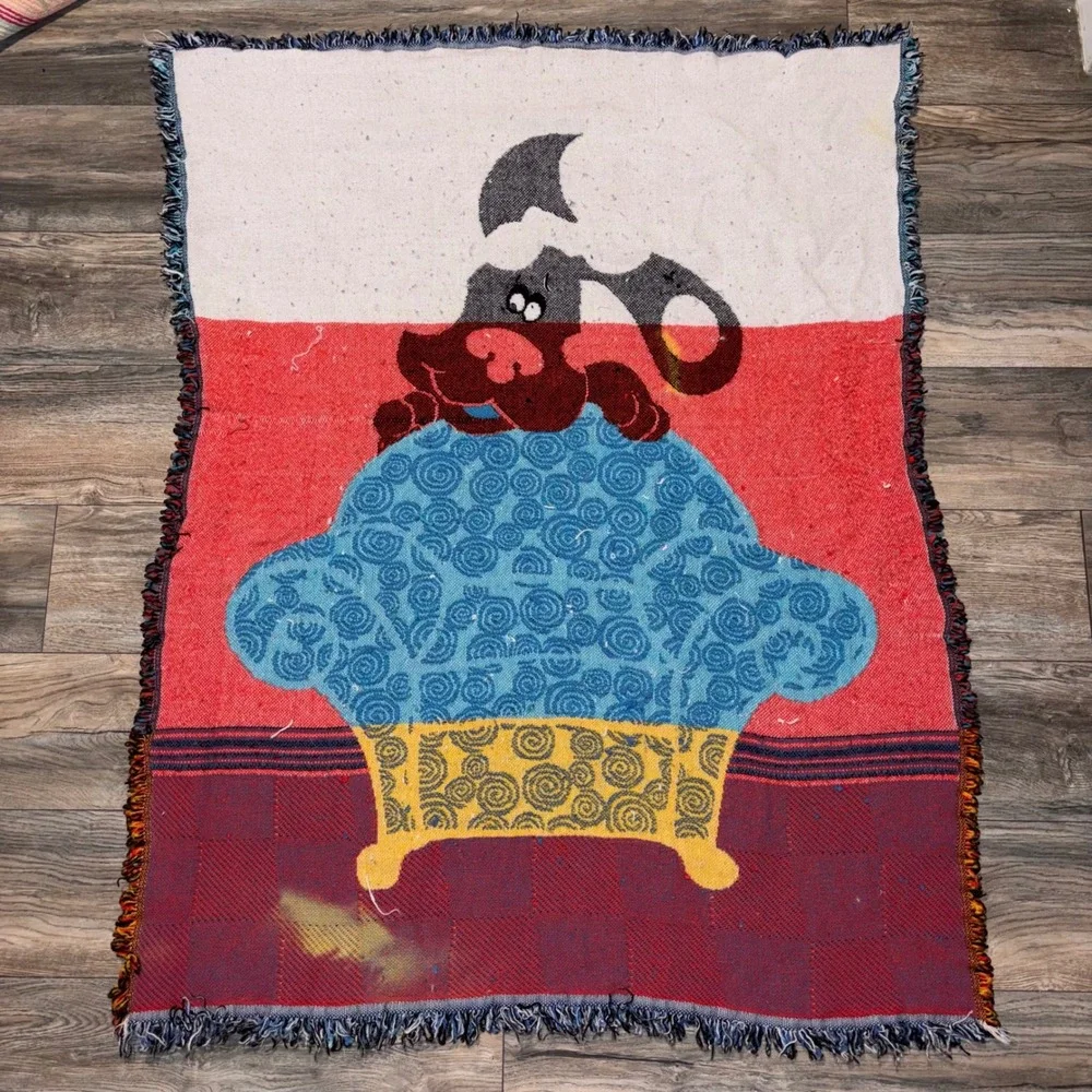 Vintage Blues Clues Woven Tapestry Throw Blanket Thinking Chair Nick Jr 38x50